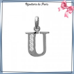 Pendentif initiale U argent et zirconiums - La Bijouterie de Paris