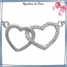 Collier 2 coeurs argent et zirconiums - La Bijouterie de Paris