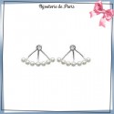 Boucles d'oreilles pendantes anneau argent et zirconiums