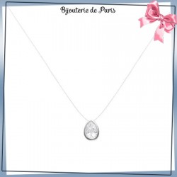 Collier fil transparent goutte zirconium et argent