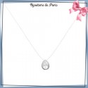 Collier fil transparent goutte zirconium et argent