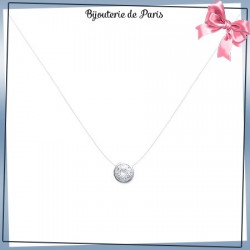 Collier fil transparent rond zirconium et argent