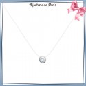 Collier fil transparent rond zirconium et argent