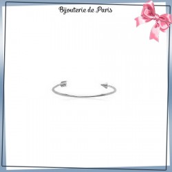 Bracelet jonc ouvert argent et zirconium flèche