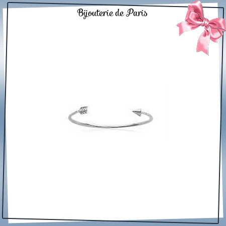Bracelet jonc ouvert argent et zirconium flèche - La Bijouterie de Paris
