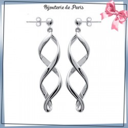 Boucles d'oreilles pendantes torsades argent