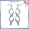 Boucles d'oreilles pendantes torsades argent - La Bijouterie de Paris