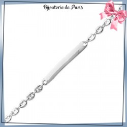 Bracelet identité grain de café argent - 18 cm - 4 mm
