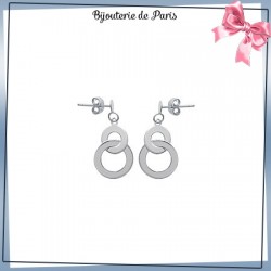 Boucles d'oreilles pendantes 2 anneaux argent