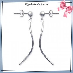 Boucles d'oreilles pendantes virgule argent