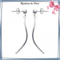 Boucles d'oreilles pendantes virgule argent