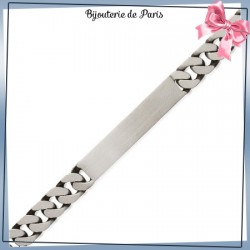 Bracelet identité gourmette argent vieilli - 21 cm - 8 mm
