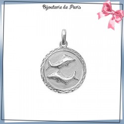 Pendentif zodiaque poisson rond argent - La Bijouterie de Paris