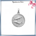Pendentif zodiaque poisson rond argent