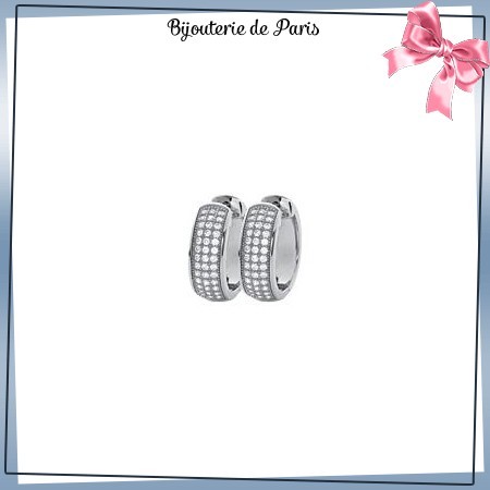 Créoles argent et zirconiums. - La Bijouterie de Paris