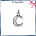 Pendentif initiale C argent et zirconiums