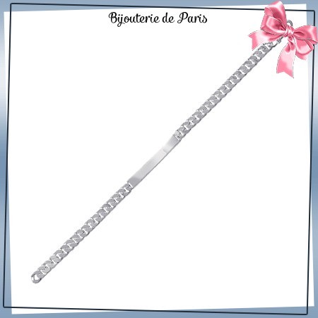 Bracelet identité gourmette argent - 18 cm - 5 mm - La Bijouterie de Paris
