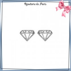 Boucles d'oreilles diamant découpé argent