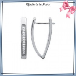 Créoles triangle argent et zirconiums. - La Bijouterie de Paris