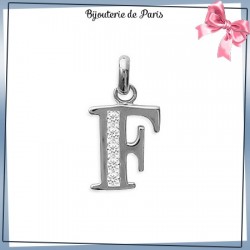 Pendentif initiale F argent et zirconiums - La Bijouterie de Paris