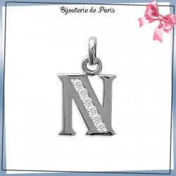 Pendentif initiale N argent et zirconiums - La Bijouterie de Paris