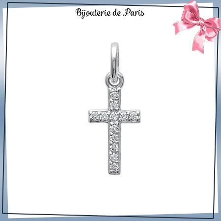 Pendentif croix argent et zirconiums - La Bijouterie de Paris