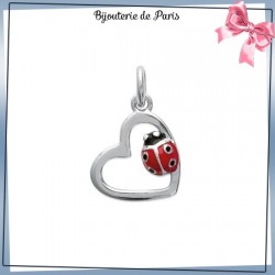 Pendentif coccinelle et coeur argent