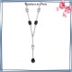 Collier cravate pierres noires et blanches argent - La Bijouterie de Paris