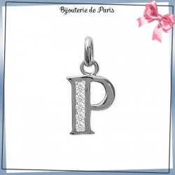 Pendentif initiale P argent et zirconiums - La Bijouterie de Paris