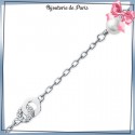 Bracelet 2 anneaux perle argent et zirconiums