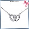 Collier 2 coeurs argent et zirconiums - La Bijouterie de Paris