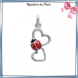 Pendentif coccinelle et coeurs argent