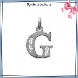 Pendentif initiale G argent et zirconiums - La Bijouterie de Paris