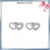 Boucles d'oreilles 2 coeurs argent et zirconiums - La Bijouterie de Paris