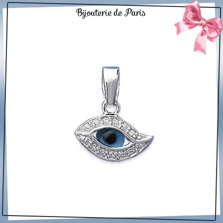 Pendentif oeil bleu argent - La Bijouterie de Paris