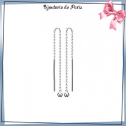 Boucles d'oreilles longues zirconium argent
