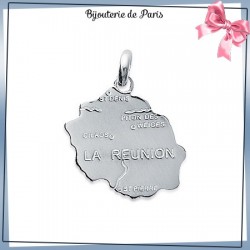 Pendentif carte Réunion argent - La Bijouterie de Paris