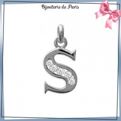 Pendentif initiale S argent et zirconiums - La Bijouterie de Paris