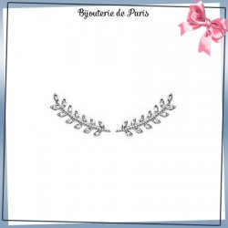Bijoux contours d'oreilles argent et zirconiums laurier - La Bijouterie de Paris