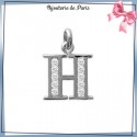 Pendentif initiale H argent et zirconiums