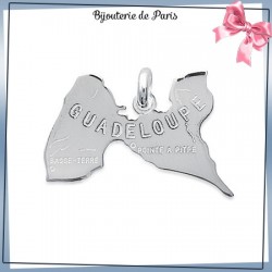 Pendentif carte Guadeloupe argent - La Bijouterie de Paris