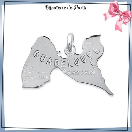 Pendentif carte Guadeloupe argent - La Bijouterie de Paris
