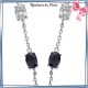 Collier cravate pierres noires et blanches argent - La Bijouterie de Paris