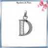 Pendentif initiale D argent et zirconiums - La Bijouterie de Paris