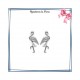Boucles d'oreilles puce oiseau flamant argent - La Bijouterie de Paris