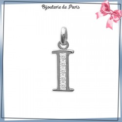 Pendentif initiale I argent et zirconiums - La Bijouterie de Paris