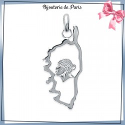 Pendentif carte Corse et Maure argent - La Bijouterie de Paris