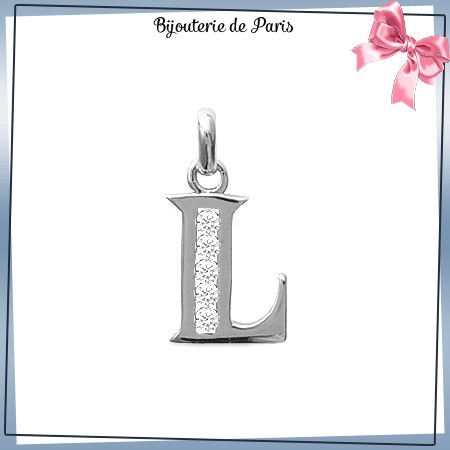 Pendentif initiale L argent et zirconiums - La Bijouterie de Paris