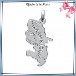 Pendentif carte Martinique argent - La Bijouterie de Paris