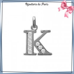 Pendentif initiale K argent et zirconiums - La Bijouterie de Paris